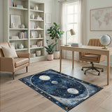 Vintage Celestial Moons Blue Area Rug
