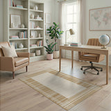 Beige Lattice Border Area Rug