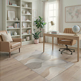 Abstract Beige Neutral Wave Area Rug