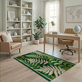 Green Lush Fern Grove Green Area Rug