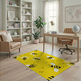 Playful Yellow Bees and Daisies Area Rug