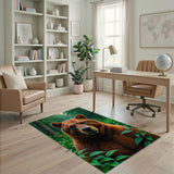 ODIKA Majestic Bear Forest Washable Low-Pile Area Rug - Non-Slip & Pet Friendly
