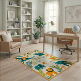 Teal Jungle Animals Kids Cartoon Rug