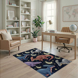 Starry Night Parasaurolophus Dinosaur Area Rug