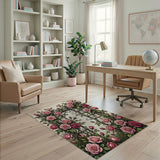 Pink Vintage Pink Rose Trellis Area Rug