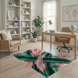 Bold Green Pink Watercolor Abstract Rug