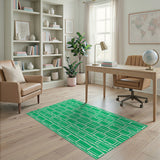 Vibrant Green Geometric Grid Geometric Modern Area Rug