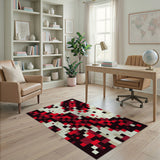 Red Pixelated Geometric Area Rug