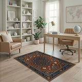 Navy Rust Persian Medallion Area Rug