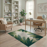 Green Lush Green Palm Frond Coastal Area Rug