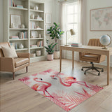 Pink Flamingo Pink Flamingo Palm Leaf Area Rug