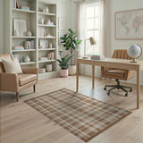 Brown Tan Plaid Rustic Area Rug