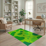 Vibrant Green Blob Abstract Shag Rug