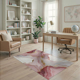 Rose Pink Gold Fluid Abstract Area Rug