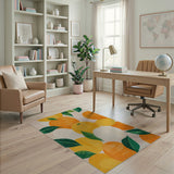 Vibrant Orange Fruit Pattern Fruit Pattern Area Rug