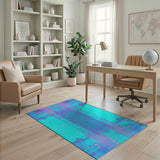 Purple Teal Geometric Dot Matrix Area Rug