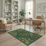Multi-color and Patterns Emerald Green Persian Floral Area Rug