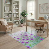 Purple Cosmos Floral Area Rug
