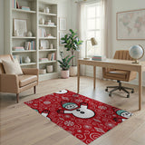 Festive Snowman Cartoon Area Rug