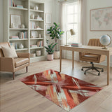 Vibrant Pink Orange Geometric Brushstroke Rug