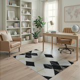Bold Black White Diamond Geometric Rug