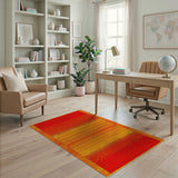 Bold Red-Orange Gradient Geometric Rug
