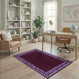 Purple Ornate Border Maroon Lattice Rug