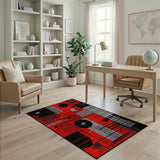 Bold Red Bold Red Geometric Abstract Area Rug