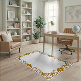 Opulent Gold Ornate Border Area Rug