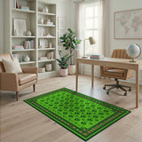 Floral Vintage Lucky Green Shamrock Clover Area Rug
