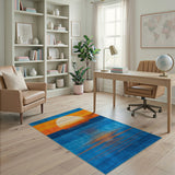 Geometric Sunset Over Ocean Area Rug