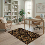 Royal Gold Crown Damask Area Rug