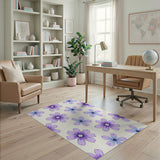 Floral Vintage Purple Cosmos Floral Area Rug