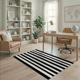 Black and White Vertical Stripe Area Rug