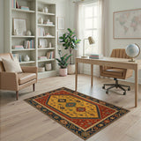 Yellow Red Traditional Persian Area Rug