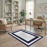 Navy Blue Bordered Area Rug