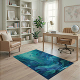 Teal Underwater Depths Dolphin Area Rug