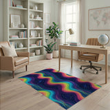 Rainbow Cosmic Waves Area Rug