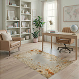 Beige Poppy Anemone Floral Area Rug