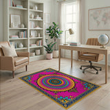 Multi-color and Patterns Vibrant Pink Mandala Persian Area Rug