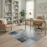 Distressed Grey Geometric Area Rug