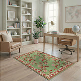 Vintage Green Plum Blossom Floral Area Rug