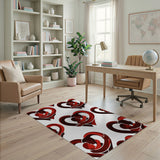 Red Embracing Silhouettes Heart Pattern Area Rug