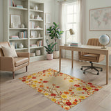 Beige Area Rug with Vibrant Floral Branches