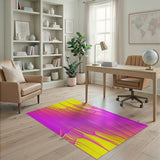 Vibrant Pink-Yellow Wave Abstract Area Rug