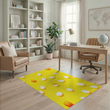 Whimsical Scattered Eggs Yellow Area Rug