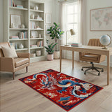 Multi-color and Patterns Majestic Blue Dragon Red Oriental Area Rug