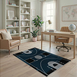 Navy Basketball Court Area Rug