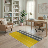 Bold Yellow Grey Vertical Stripe Area Rug