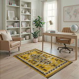 Bold Yellow Southwestern Geometric Rug